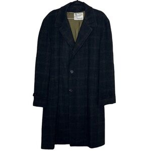 VTG Duffield Cravenette Black Tweed Wool Trench Coast Union Made NO SIZE
